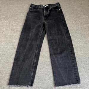 Everlane The Way High Jeans Womens 26 Black Denim Pockets Dark Wash Raw Hem